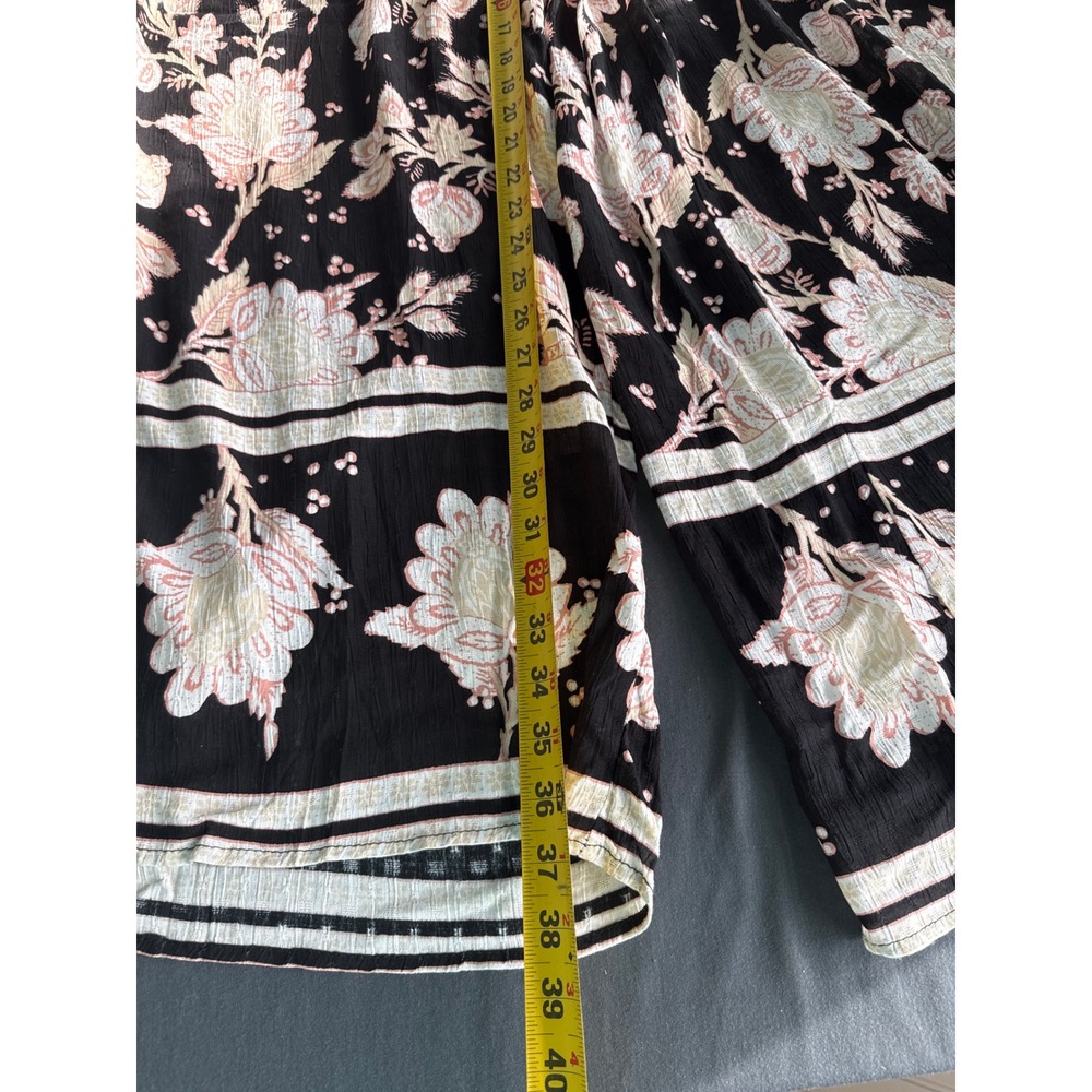 Rachel Zoe Black Floral Wide Leg Palazzo Pants Gauze Drawstring Medium NWT - Picture 5 of 6